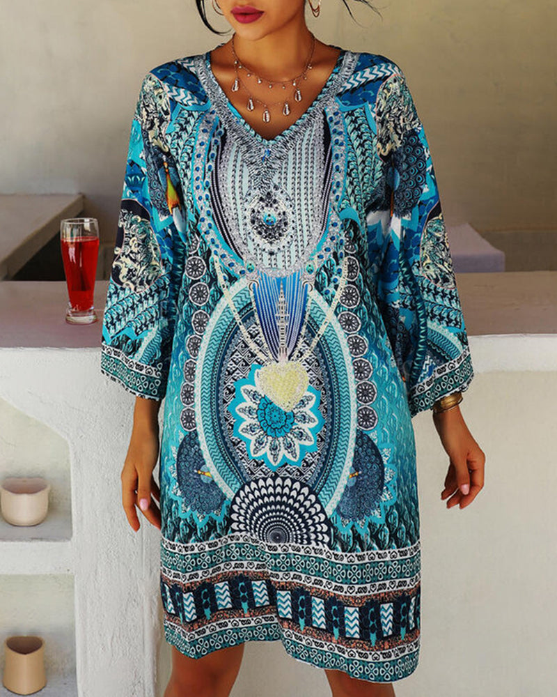 Emelia - Levendige boho printjurk