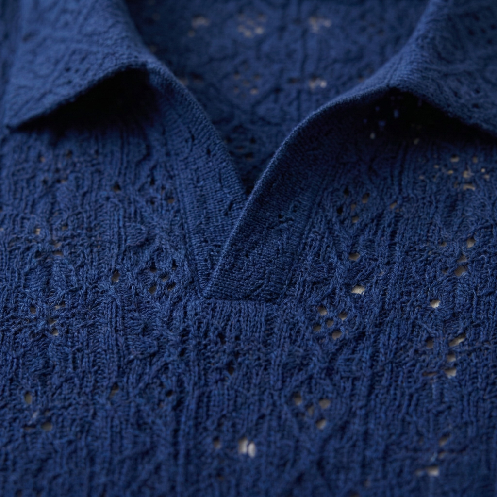 Brookstone gebreid poloshirt korte mouw