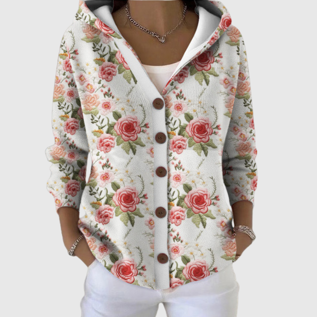 Vest comfort met capuchon van breigoed