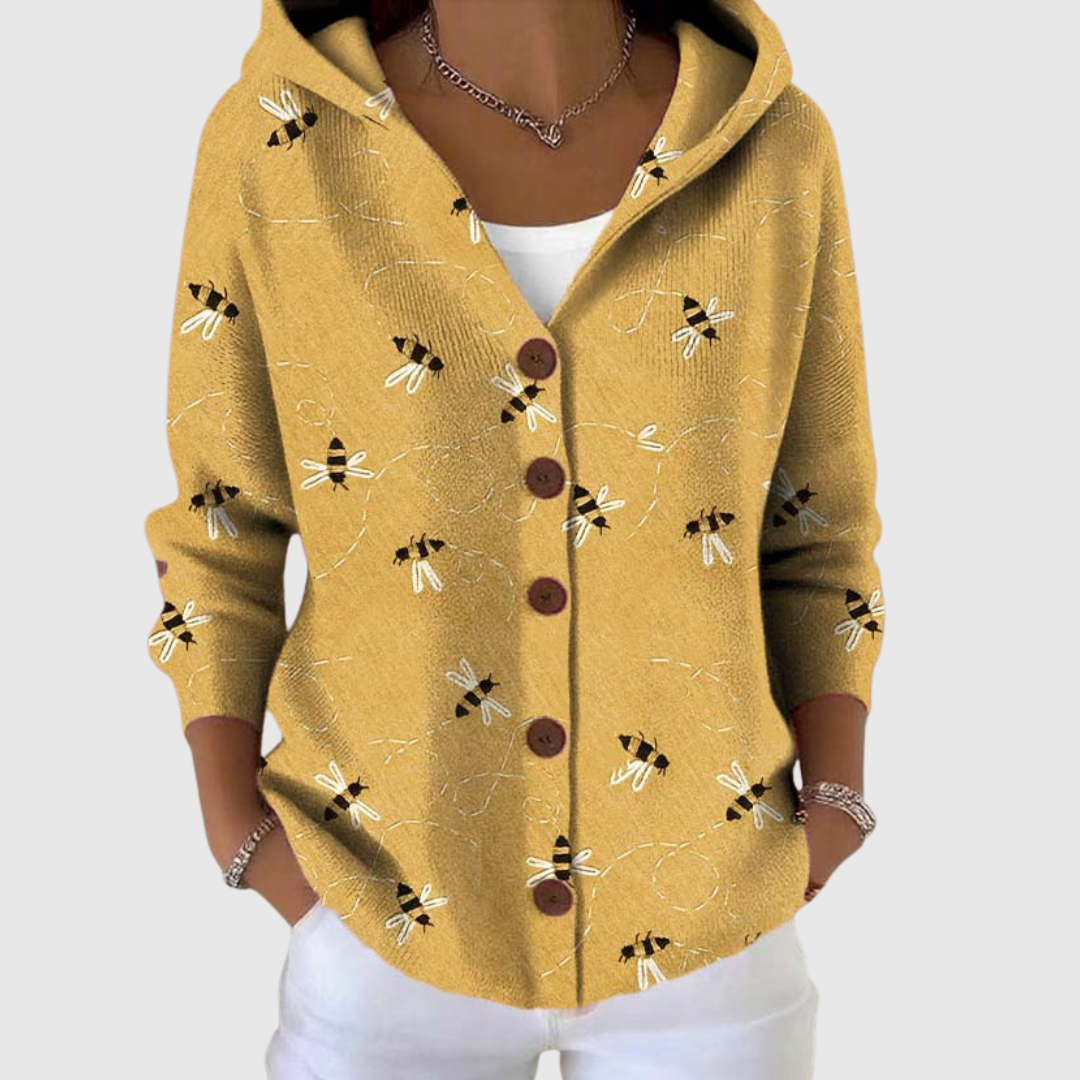 Gebreid vest met capuchon