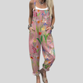 Roze tuinbroek met wilde bloemen