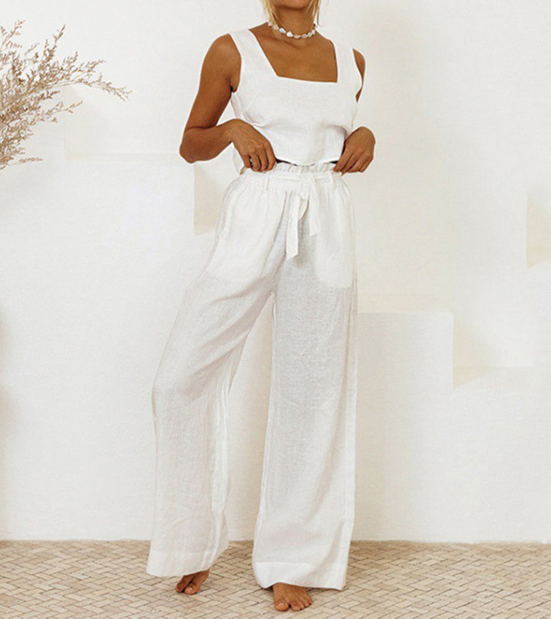 Megan - Minimalistisch ensemble top en flared broek