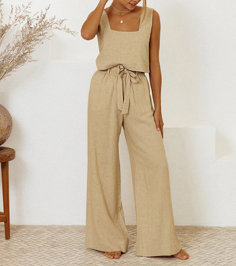 Megan - Minimalistisch ensemble top en flared broek