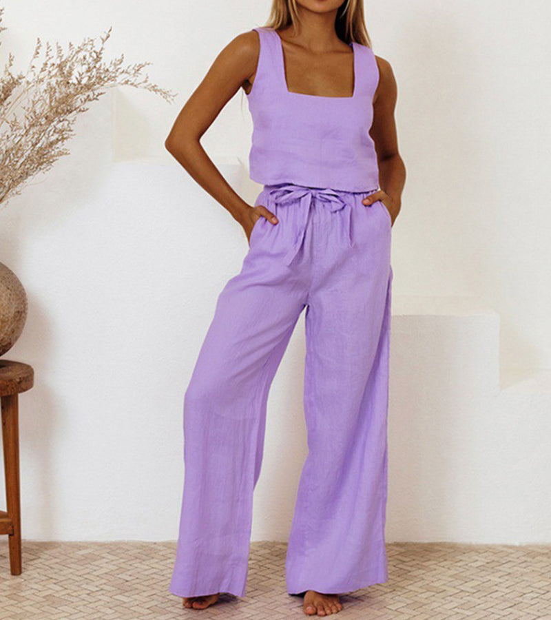 Megan - Minimalistisch ensemble top en flared broek