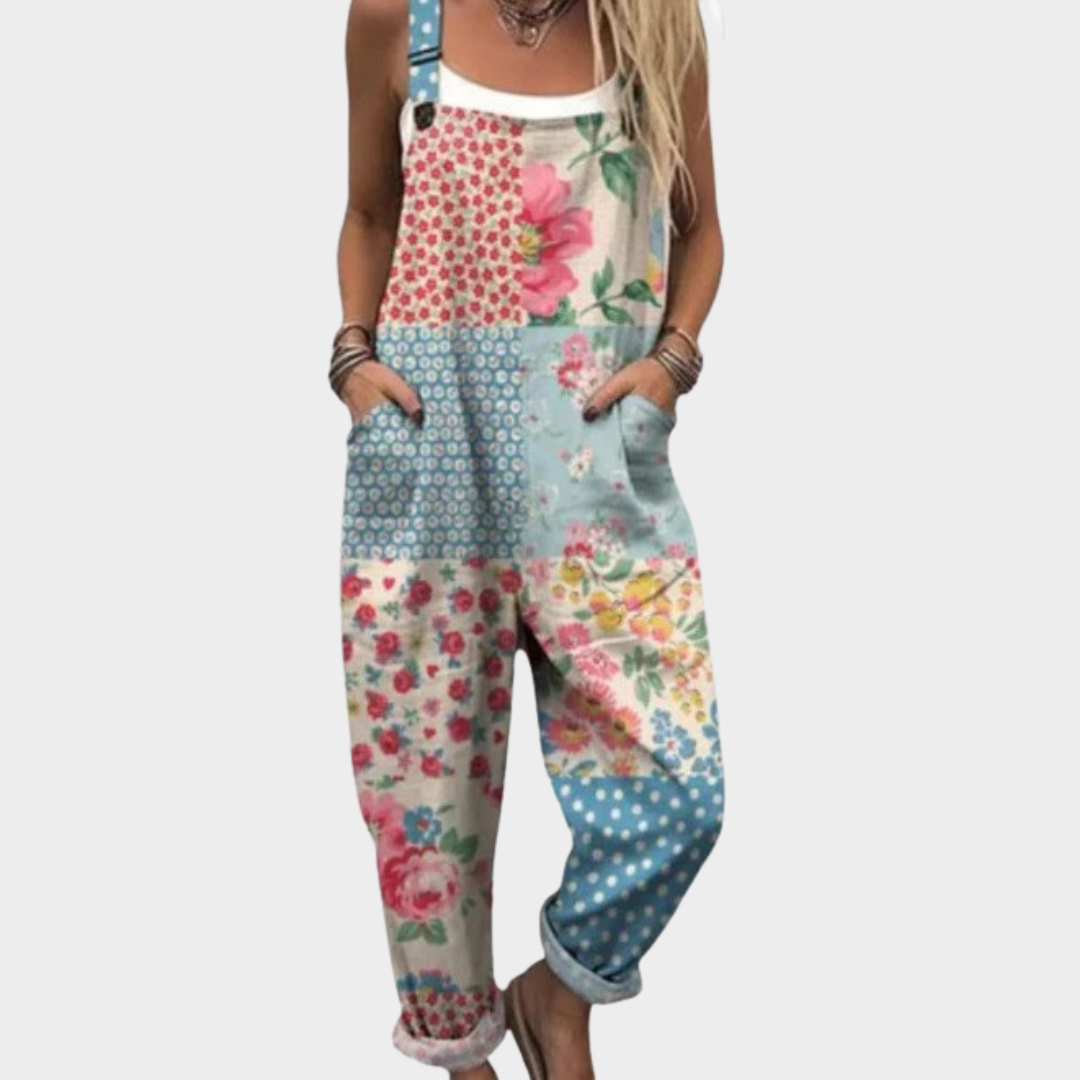 Boho patchwork tuinbroek pastel