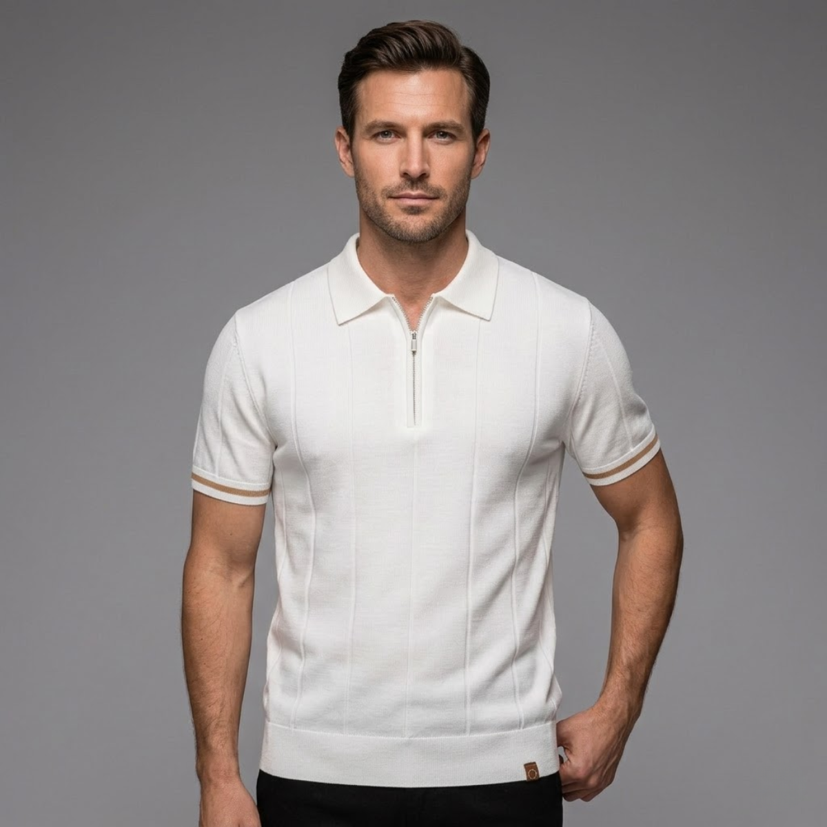 Ashton gebreid poloshirt