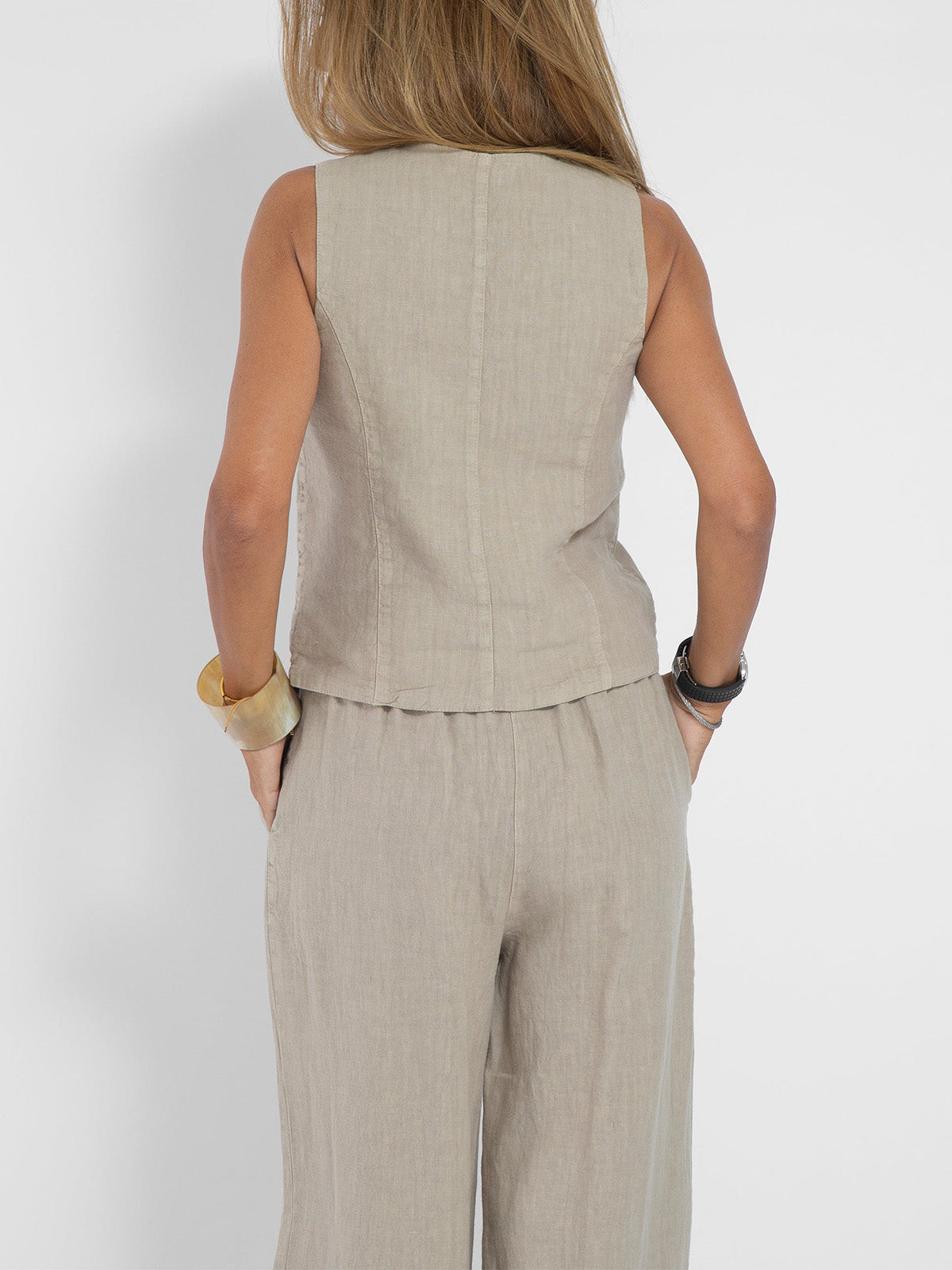 Aira - Ensemble gilet met knopen & wijde broek