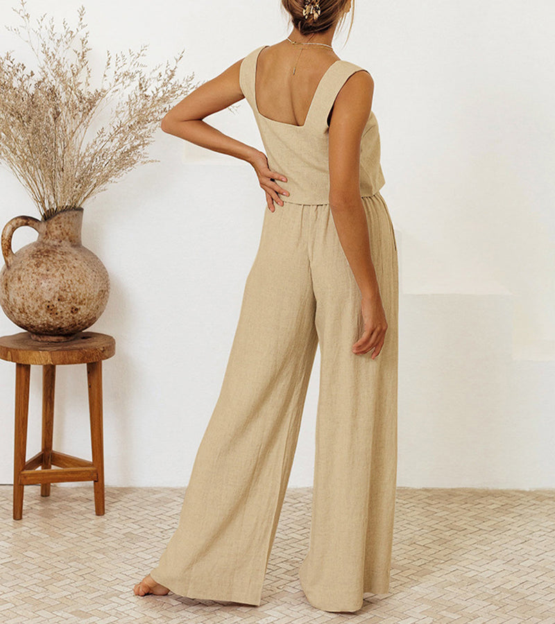 Megan - Minimalistisch ensemble top en flared broek