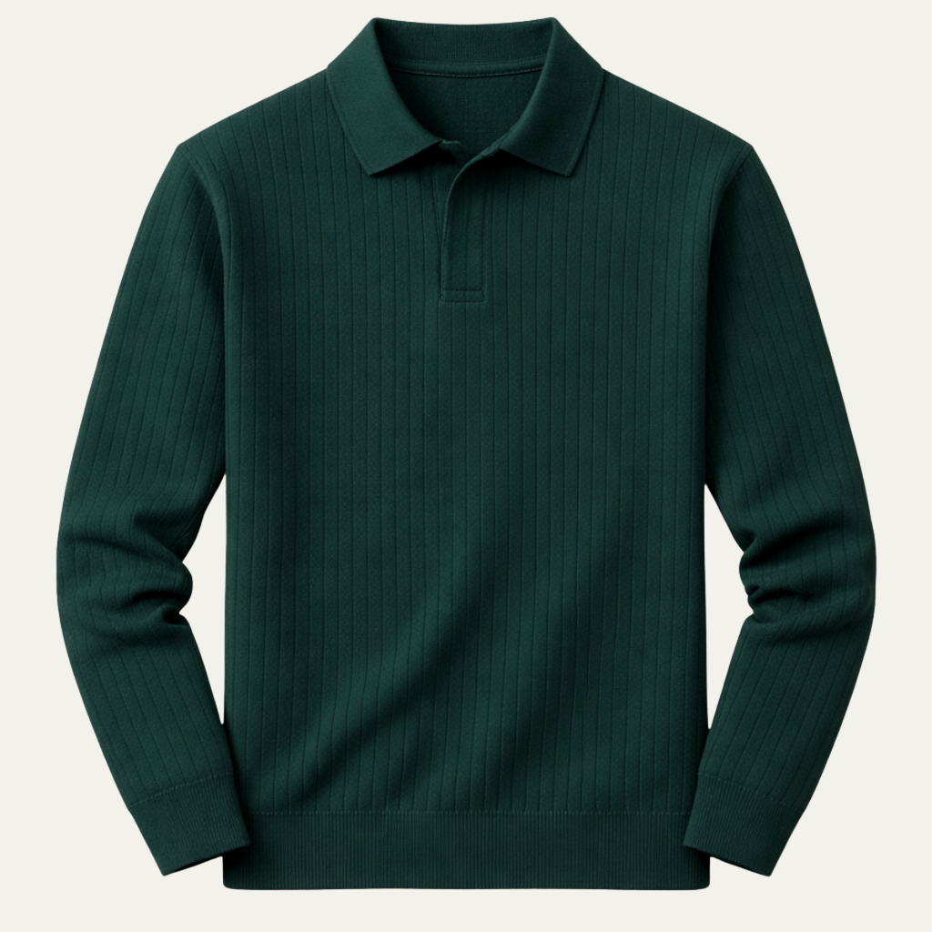 Oakpark gebreid poloshirt lange mouw