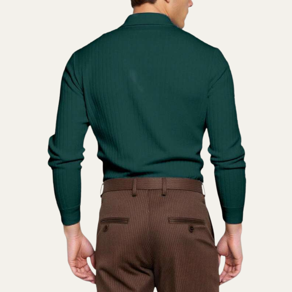 Oakpark gebreid poloshirt lange mouw