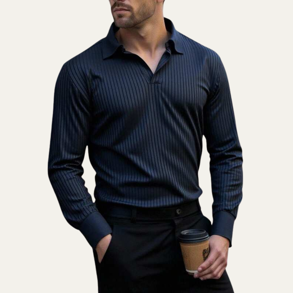 Oakpark gebreid poloshirt lange mouw