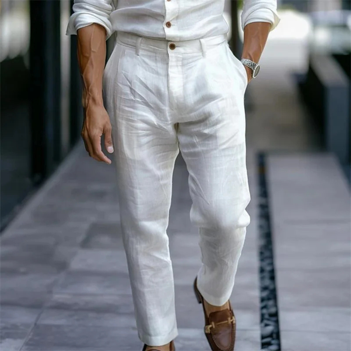 Windfield linnen pantalon slim fit