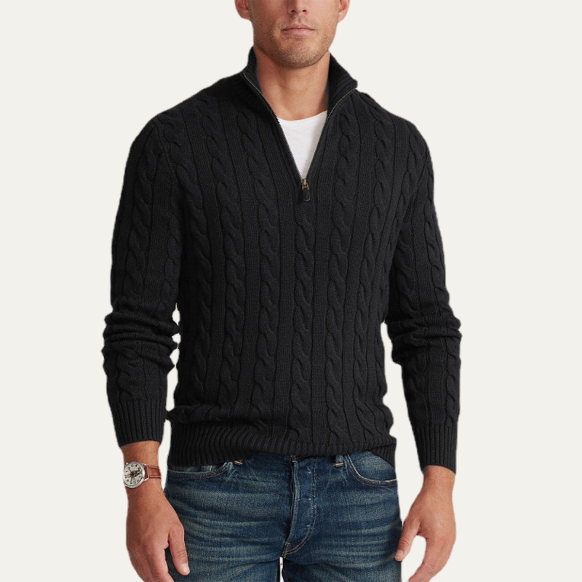Woodhall gebreide half-zip trui